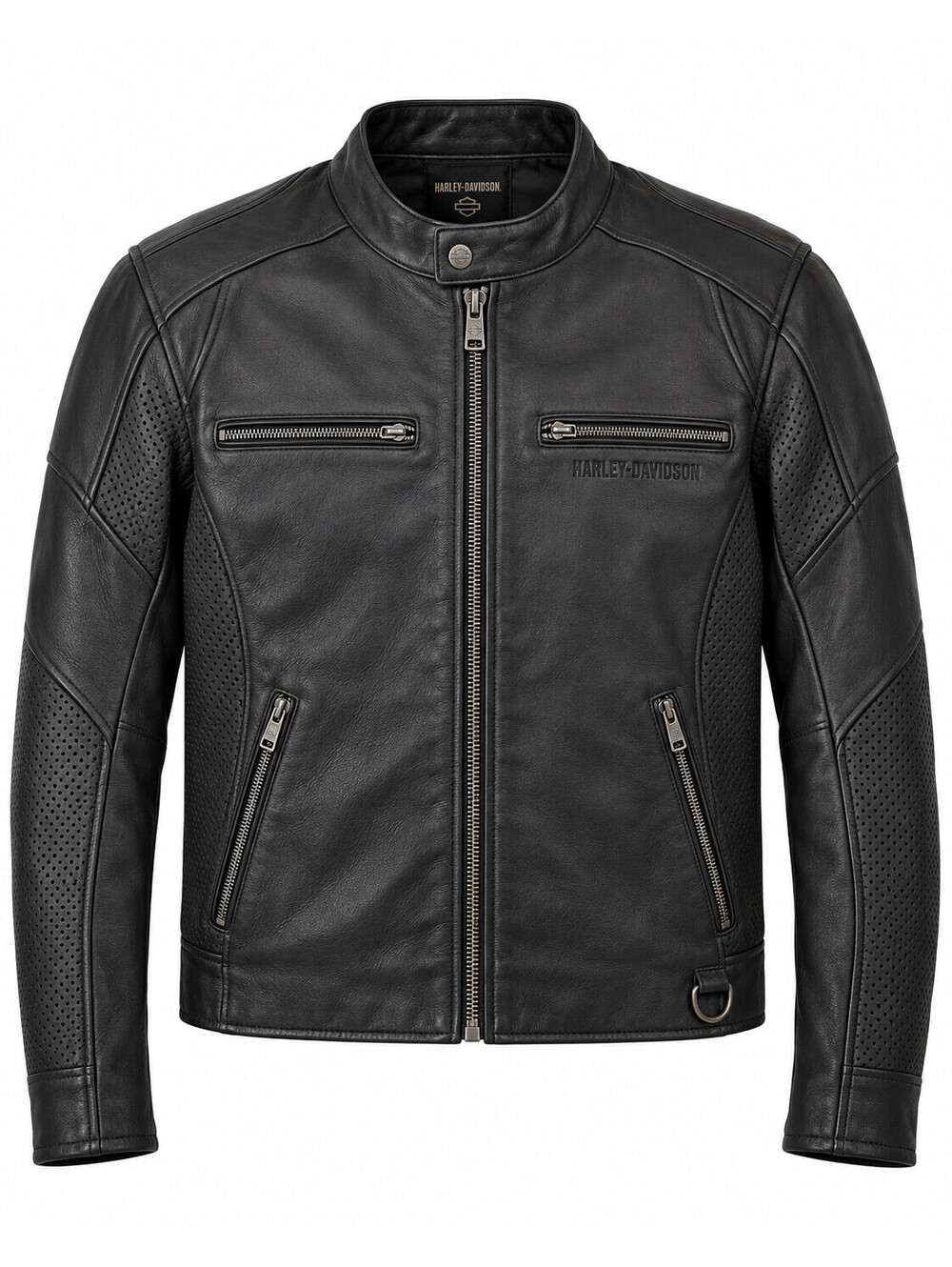 Harley-Davidson Men's Medium Black Leather Motorcycle Riding Jacket